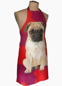 Pug Dog Designed in UK Adult Cotton Bib Apron NWT Vibrant Colors - Picture 1 of 1