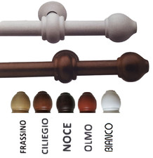 Bastone per Tenda, Asta in legno da Ø 22 mm. anelli + accessori da 160 a 200 cm.