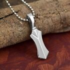 Khanda Kirpan Symbol Pendant With Cable Chain Unisex White Gold Plated Silver