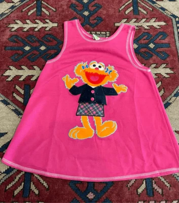 Camiseta sin mangas vintage Plaza Sésamo Zoe 4T rosa bebé niña rara niños Foto 1 de 4
