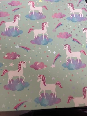 "Carpeta de 3 anillas Back 2 School - verde azulado/menta con unicornios - 1""" Foto 1 de 4