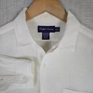 RALPH LAUREN ITALY PURPLE LABEL 100% Linen Long Sleeve Sport Shirt Sz Medium - Picture 1 of 16