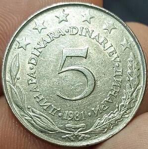 Yugoslavia 5 Dinara 1981 KM#58 Copper-Zinc-Nickel (A29)