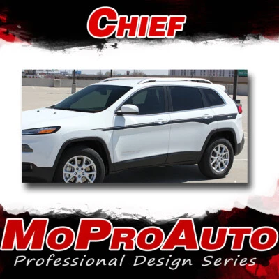 For 2014-2020 Jeep Cherokee Chief 3M Pro Vinyl Graphic Stripe Decal Lower Rocker - Image 1 of 4