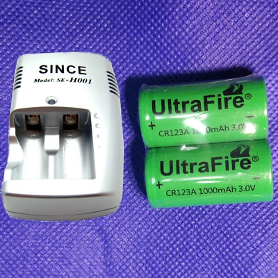 2PC CR123A 17335 17345 1000mAh 3.0V Lithium Rechargeable Battery +1PC Charger US - Image 1 of 4
