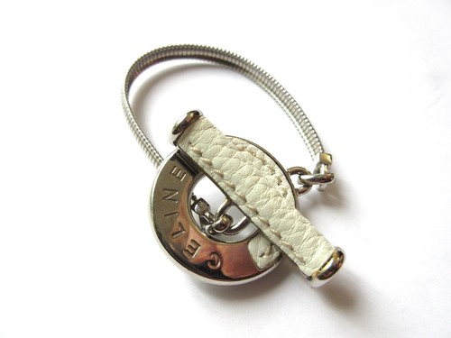 CELINE Bracciale Minimo Acciaio & Pelle Bianca Interruttore Minimo ~ Made in Italy