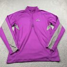 Under Armour Sweater Womens Large Pink Loose Fit Quarter Zip Golf Chest Logo