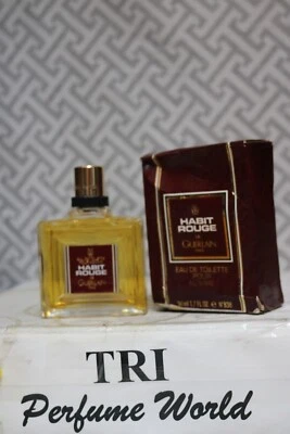HABIT ROUGE de Guerlain Eau de Toilette Hombres Splash Dab-on 1.7 fl. oz.  Vintage Foto 1 de 2