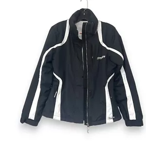 Spyder Ski Snowboard Jacket Black White Hooded Pockets Women's Size 8 - Picture 1 of 12
