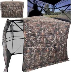 Full Open Door 3 Person 360 Degree See Through Ground Hunting Blind Pop Up Tent - Picture 1 of 7