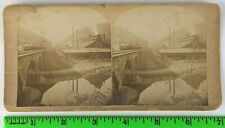 Vintage 1890s? Tyrone Pennsylvania Bridge Train Factory Works Stereoview Card