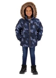 Member s Mark Hooded Puffer Jacket Blue Camo Boys New Size 8 - Picture 1 of 6