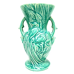 Vaso vintage McCoy Bird of Paradise floreale rialzato 3D acqua turchese firmato - Foto 1 di 12