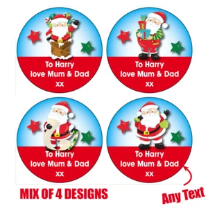 48 x personalisierte Weihnachten Santa Aufkleber Geschenkverpackung Anhänger Siegel MIX 4 206 - Bild 1 von 3