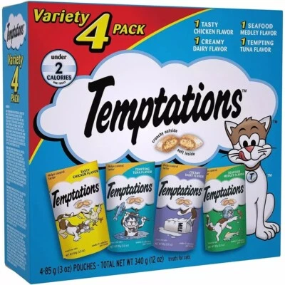 4-Pack TEMPTATIONS Classic Cat Treats, Classic Flavor Variety Pack 3oz Cats Food - Image 1 of 4
