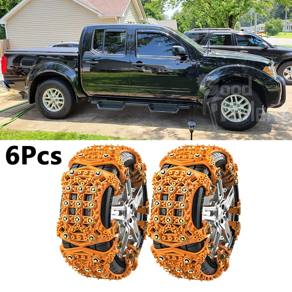 6 PIEZAS Cadenas de Neumáticos Antideslizantes Nieve Ajustables Coche Camión Invierno para Nissan Frontier Foto 1 de 4