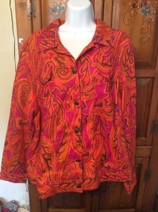 Chaqueta Lucy & Laurel Mujer 2X 100% Lino Naranja Rosa Estampado Lino - Imagen 1 de 5