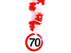 Hawaii-Kette "70" rot/wei Geburtstag Jahreszahl Verkehrsschild 
