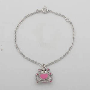Kinderarmband Teddy Bär Rosa Herz Anhänger Verlängerung 925er Silber Mädchen - Bild 1 von 18