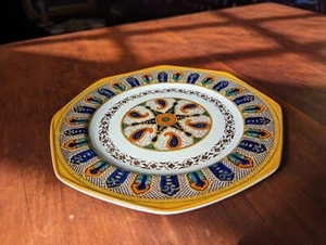 Vintage Wedgwood Etrurien England "Indianer" achteckiger Teller 8 1/2" handbemalt #3 - Bild 1 von 15