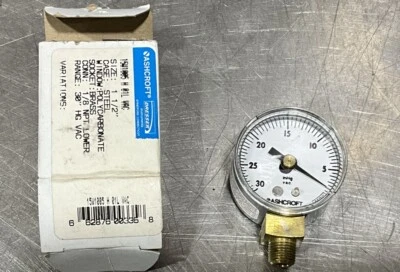 Ashcroft 15W1005H01LVAC 30 HG VAC Gauge Nos Surplus - Image 1 of 2