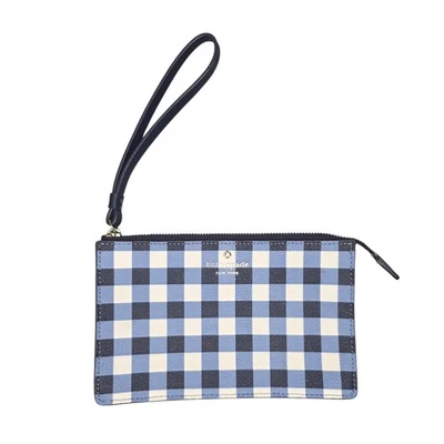 Cartera sin asas tipo muñeca a cuadros guinga azul Kate Spade Foto 1 de 4