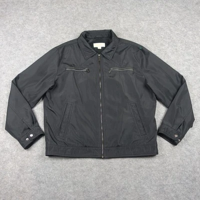 Michael Kors Jacket Mens Large Black Bomber Full Zip Moto Leather Trim Pockets - Image 1 of 4