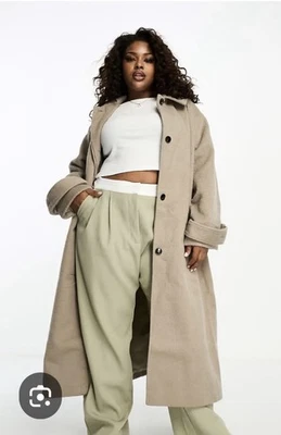 Gabardina cuello superior cinturón mujer talla 22 lana novio cepillada ASOS DESIGN Foto 1 de 4
