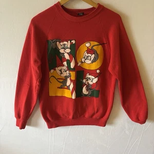 Sudadera Vintage Estrellas Pantalla Dibujos Animados Ratones Navidad Noel Roja Mujer’s L - Imagen 1 de 4