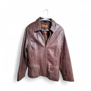 Chaqueta de cuero Cayenne para mujer marrón de cuero genuino forro acolchado con cremallera S - Imagen 1 de 5