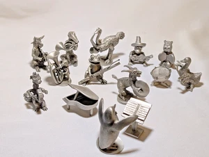 Vntg Hudson pewter strike up the band figurines lot 14 pc frog bird mouse drums - Picture 1 of 22