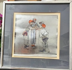 1934 Norman Rockwell Foil Etching CHOOSIN' UP Framed 11" X 11" - Picture 1 of 8