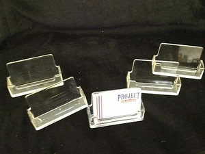 5 X CLEAR BUSINESS CARD HOLDER LANDSCAPE NEW - Picture 1 of 1