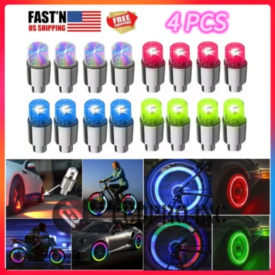 4PCS Car Auto Wheel Tire Tyre Air Valve Stem LED Light Caps Cover Accessories US Foto 1 de 4