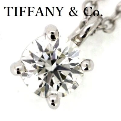 Tiffany Co Diamond Necklace Pt950 Women Jewelry w/Box 40.5cm 0.33ct 2.6g #01228 - Изображение 1 из 4