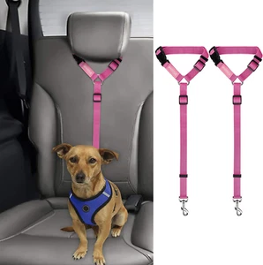 2 Packs Dog Cat Safety Seat Belt Strap Car Headrest Restraint Adjustable Nylon F - Picture 1 of 12