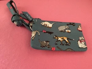 Vera Bradley Cat’s Meow Zip ID Case Holder & Lanyard Blue Gray Cats Kittens New - Picture 1 of 2