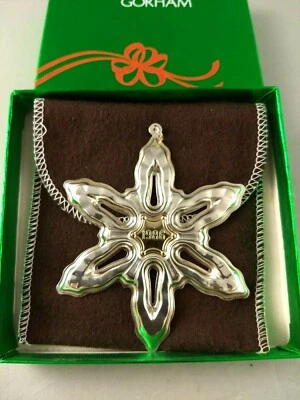 Gorham 1986 Adorno de Copo de Nieve de Navidad Esterlina Nuevo, Sin Usar, con Caja y Bolsa Foto 1 de 3