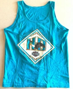 Vintage Harley Davidson Tank Top Graphic Logo Blue Milwaukee Size M/L - Picture 1 of 5
