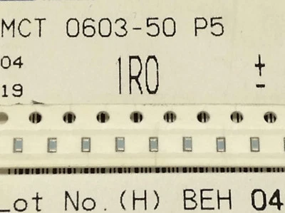 100 Stück SMD-Dünnschichtwiderstand 1Ω / 0,1W ±1% / MCT 0603-50 1% P5 1R (M5500) - Image 1 of 4