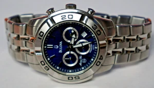 Bulova Marine Star C869712 Blue Dial Men's Watch Chronograph Stainless Steel - Picture 1 of 10
