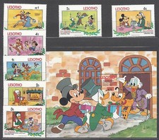 Lesotho - Posta Yvert 553/60 + Hb 19 MNH Navidad. Walt Disney