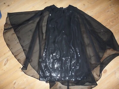  Kate Moss черный блестками шифоновое плащ платье размер 8 новый с этикетками - Изображение 1 из 4