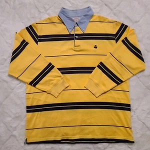 Brooks Brothers 346 Long Sleeve Polo Rugby Mens XL Denim Collar, Yellow / Black - Picture 1 of 19