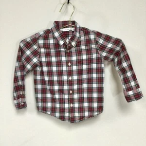 Camisa Janie and Jack para niños, talla 4, manga larga a cuadros roja y blanca - Imagen 1 de 10