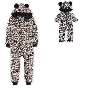 Girl's Leopard Pajamas PJ's Matching 18" Doll PJ 5/6 Beige Black NWT Free Ship - Picture 1 of 3