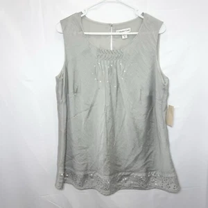 Coldwater Creek Sequin Raindrops Shell Tank Blouse Gray XL Sleeveless Blouse - Picture 1 of 10