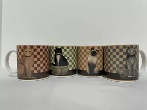 Set 4 D. C. Brown & Co. Country Kitties Mugs Siamese Ginger Tiger Tuxedo 2004 - Picture 1 of 11