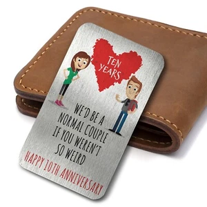 Happy 10th Anniversary Normal Couple Metal Wallet Card Keepsake Anniversary Gift - Picture 1 of 1