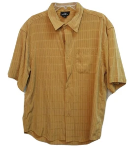 City Impact Shirt Mens Large Mustard Yellow Button Up 100% Polyester Casual - Picture 1 of 6